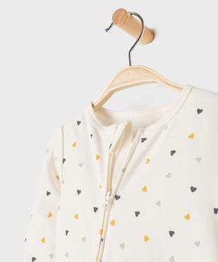 Pyjama dors bien en coton imprimé coeurs ouverture devant par zip bébé vue2 - GEMO 4G BEBE - GEMO
