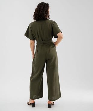 Combinaison pantalon inspiration saharienne en lin et viscose femme vue4 - GEMO 4G FEMME - GEMO