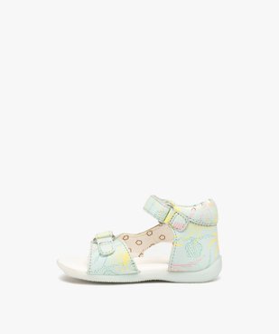 Sandales bébé fille en cuir à motifs avec brides à scratch - Kickers vue3 - KICKERS - GEMO