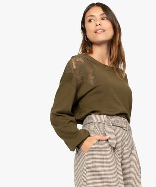 Pull femme fin avec empiècements dentelle vue1 - GEMO(FEMME PAP) - GEMO