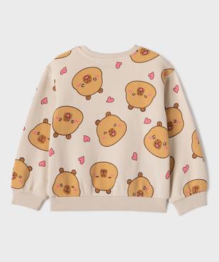 Sweat à motifs capybaras fille - Capyfun vue3 - CAPYFUN - GEMO