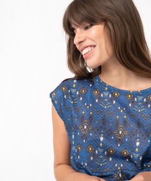 Tee-shirt femme à manches courtes imprimé en maille fine vue2 - GEMO(FEMME PAP) - GEMO