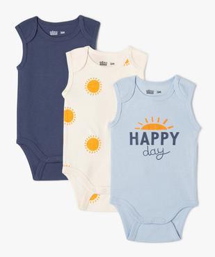 Body sans manches encolure américaine bébé garçon (lot de 3) vue1 - GEMO 4G BEBE - GEMO