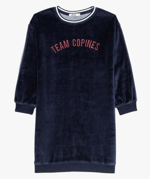 Robe fille forme sweat en velours avec broderie vue1 - GEMO (ENFANT) - GEMO
