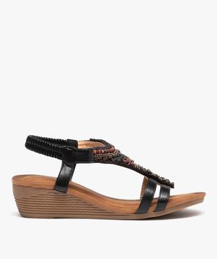 Sandales femme à petit talon compensé dessus en perles vue1 - SANS MARQUE - GEMO