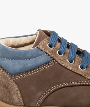 Chaussures premiers pas bébé garçon bicolores en cuir suédé vue6 - 1E PRIX BY GEMO - GEMO