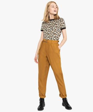 Pantalon femme coupe carotte en maille piquée fluide vue5 - GEMO(FEMME PAP) - GEMO