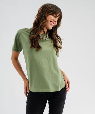 Tee-shirt manches courtes col rond uni en coton femme vue1 - GEMO 4G FEMME - GEMO