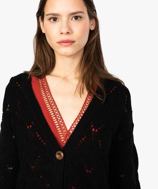 Gilet femme à grosse maille ajourée en mohair vue2 - GEMO(FEMME PAP) - GEMO