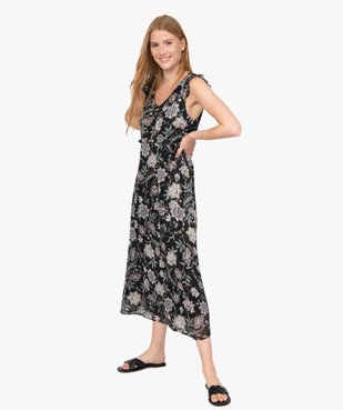 Robe femme à motifs fleuris et rayures pailletées vue1 - GEMO(FEMME PAP) - GEMO