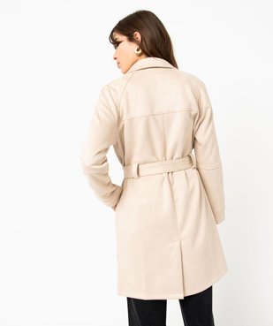 Manteau trench en suédine avec ceinture femme vue3 - GEMO(FEMME PAP) - GEMO
