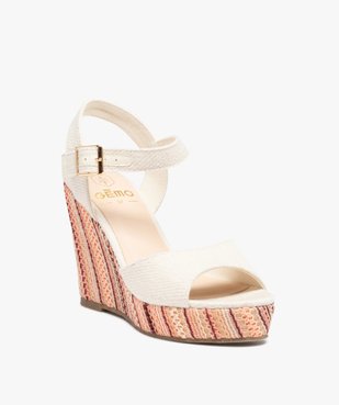 Sandales femme compensées dessus et semelle en toile vue2 - GEMO(URBAIN) - GEMO