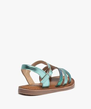 Sandales fille à talon plat et brides brillantes en cuir vue4 - GEMO (ENFANT) - GEMO