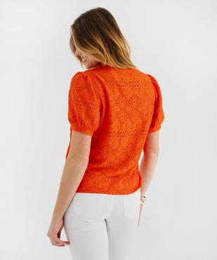 Tee-shirt à manches courtes en maille ajourée femme vue3 - GEMO 4G FEMME - GEMO