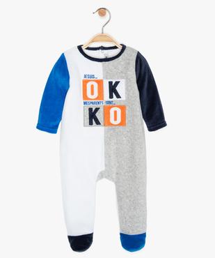 Pyjama bébé garçon en velours mutlicolore vue1 - GEMO(BB COUCHE) - GEMO