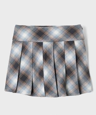 Jupe-short courte et plissée à carreaux fille vue1 - GEMO (JUNIOR) - GEMO