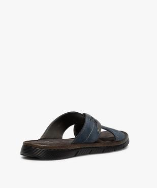 Mules homme en cuir à larges brides croisées vue4 - GEMO (CASUAL) - GEMO
