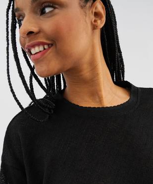 Tee-shirt manches courtes en maille à col fantaisie femme vue4 - GEMO(FEMME PAP) - GEMO