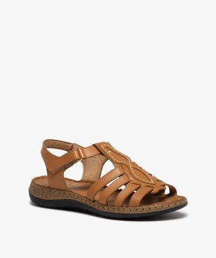 Sandales femme confort à brides multiples en cuir vue2 - GEMO (CONFORT) - GEMO