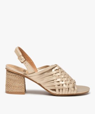 Sandales femme à talon carré et dessus tressé vue1 - GEMO(URBAIN) - GEMO