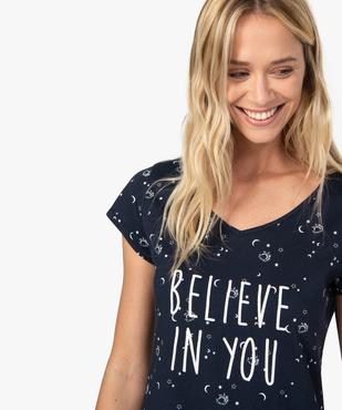 Chemise de nuit imprimée à manches courtes femme vue2 - GEMO 4G FEMME - GEMO