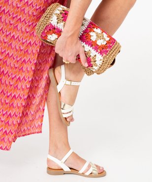 Sandales femme plates à brides croisées et contrastées vue1 - GEMO (CASUAL) - GEMO