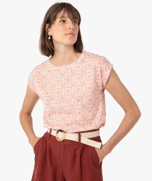 Tee-shirt femme à manches courtes imprimé en maille fine vue1 - GEMO(FEMME PAP) - GEMO