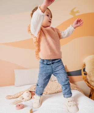 Jean délavé avec ceinture élastique bébé fille vue4 - GEMO(BEBE DEBT) - GEMO