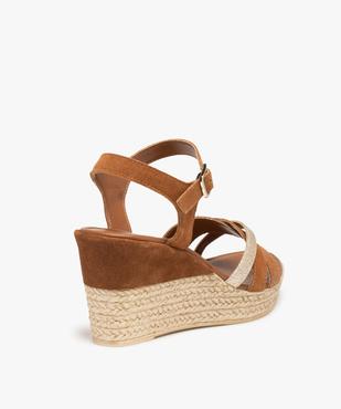 Sandales femme à talon compensé dessus cuir – Tanéo vue4 - TANEO - GEMO