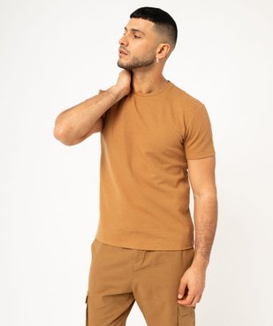 Tee-shirt à manches courtes en maille texturée homme vue2 - GEMO (HOMME) - GEMO