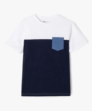 Tee-shirt manches courtes tricolore avec poche poitrine garçon vue2 - GEMO 4G GARCON - GEMO