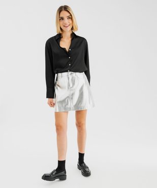 Chemise unie en matière satinée femme vue5 - GEMO(FEMME PAP) - GEMO