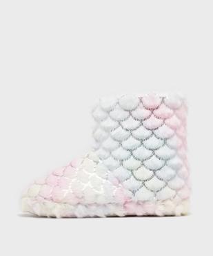 Chaussons boots avec motifs pailletés et pompons fille vue3 - GEMO 4G FILLE - GEMO