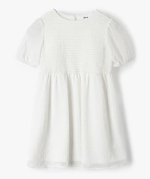 Robe fille courte à smocks et voile plumetis vue1 - GEMO (ENFANT) - GEMO