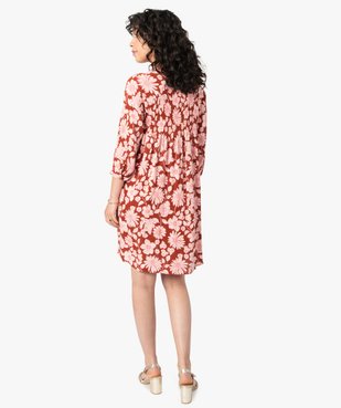 Robe femme forme chemise avec buste smocké à manches ¾  vue3 - GEMO(FEMME PAP) - GEMO