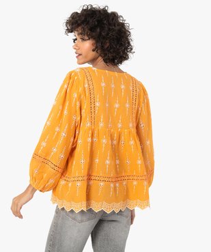 Blouse femme brodée à manches longues coupe ample vue3 - GEMO(FEMME PAP) - GEMO