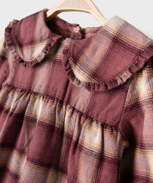 Robe manches longues à col Claudine à carreaux bébé fille vue2 - GEMO(BEBE DEBT) - GEMO