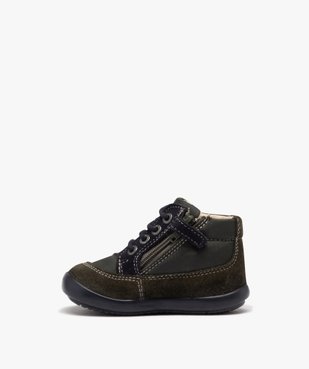 Bottillons garçon en cuir bicolore à zip et à lacets - Kickers  vue3 - KICKERS - GEMO