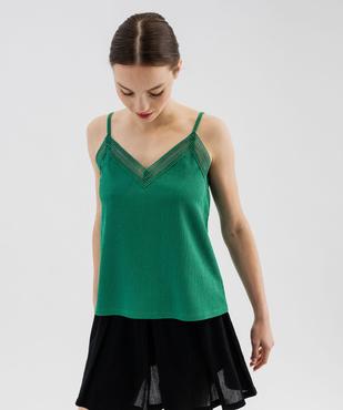 Débardeur à fines bretelles en maille texturée et dentelle femme vue1 - GEMO(FEMME PAP) - GEMO