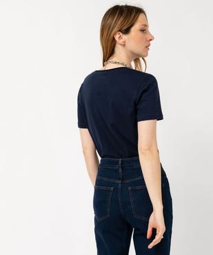 Tee-shirt à manches courtes avec col V roulotté femme vue5 - GEMO(FEMME PAP) - GEMO