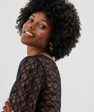 Body à manches longues en dentelle et microfibre femme vue2 - GEMO(HOMWR FEM) - GEMO