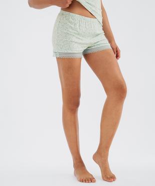 Short de pyjama en maille fluide avec bas en dentelle femme vue1 - GEMO 4G FEMME - GEMO