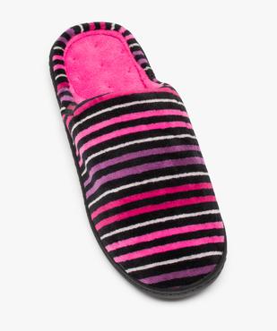 Chaussons femme mules rayées en velours - Isotoner vue5 - ISOTONER - GEMO