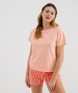 Pyjashort en coton et viscose imprimé femme vue2 - GEMO 4G FEMME - GEMO