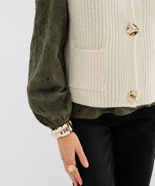 Gilet sans manches en grosse maille et boutons fantaisie femme vue4 - GEMO(FEMME PAP) - GEMO