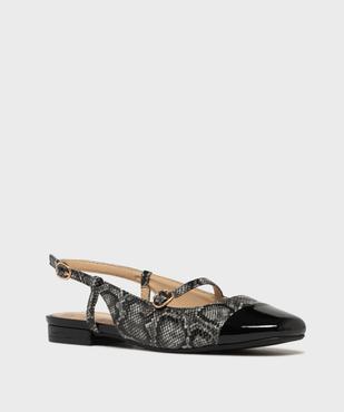 Ballerines slingbacks à bout verni et bride cheville femme vue2 - FOLLOW ME - GEMO