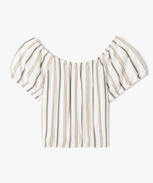 Chemise fille à col Bardot et manches courtes vue1 - GEMO (JUNIOR) - GEMO