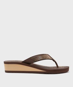 Tongs de plage à strass à talon compensé femme - Isotoner vue1 - ISOTONER - GEMO