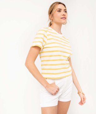 Tee-shirt femme rayé coupe ample et courte vue1 - GEMO(FEMME PAP) - GEMO