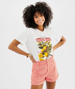 Tee-shirt manches courtes avec inscriptions femme vue2 - GEMO 4G FEMME - GEMO